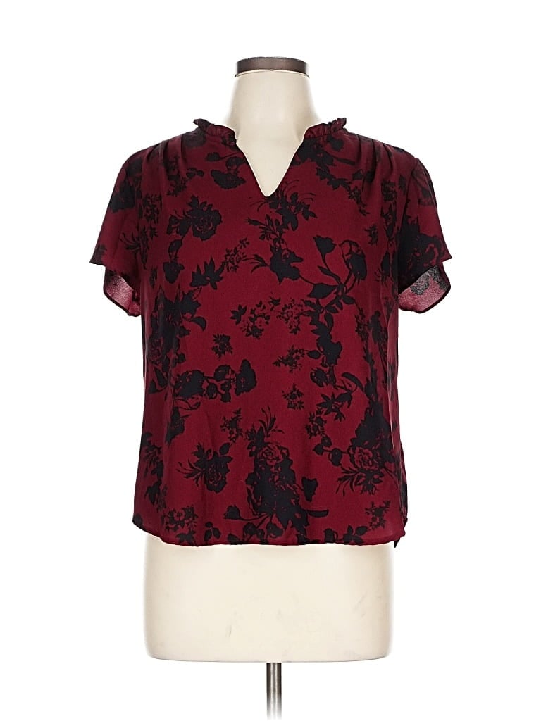 Pre-owned 41hawthorn Short Sleeve Blouse In Burgundy