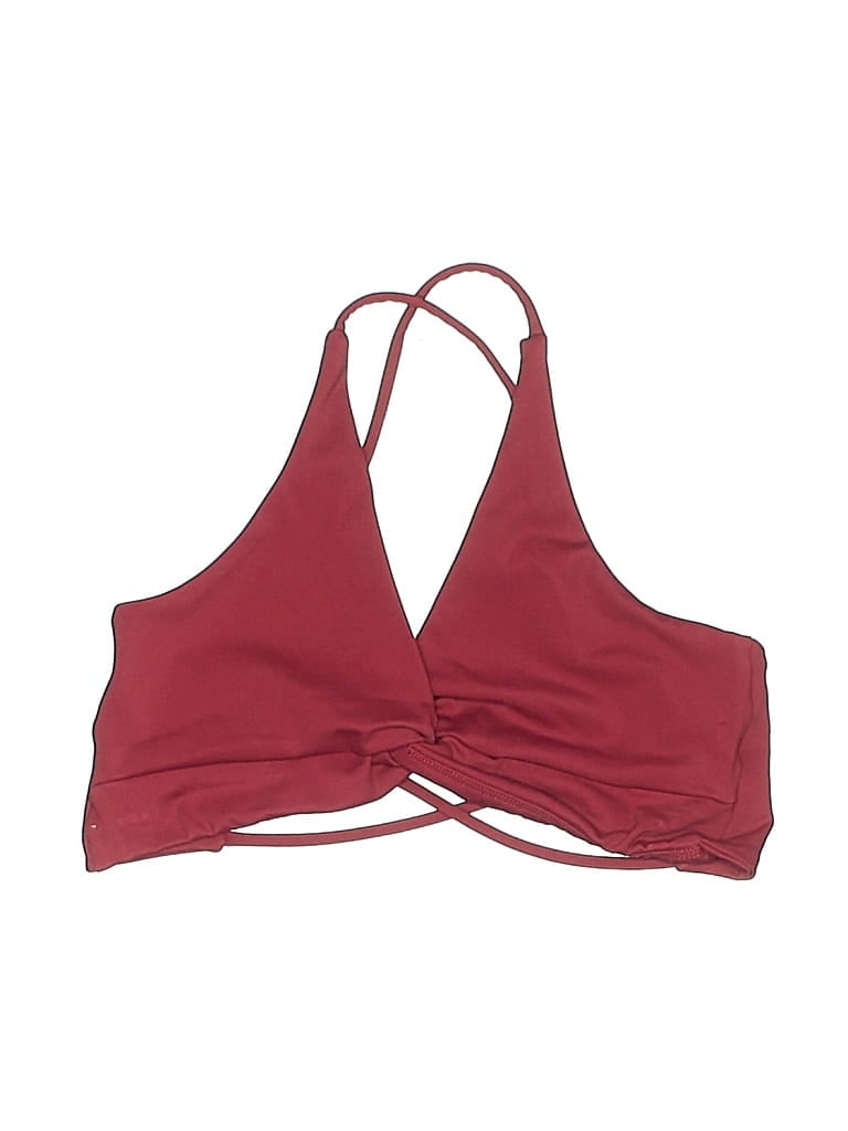 Pre-owned Assorted Brands Swimsuit Top Burgundy Solid Pattern Swimwear