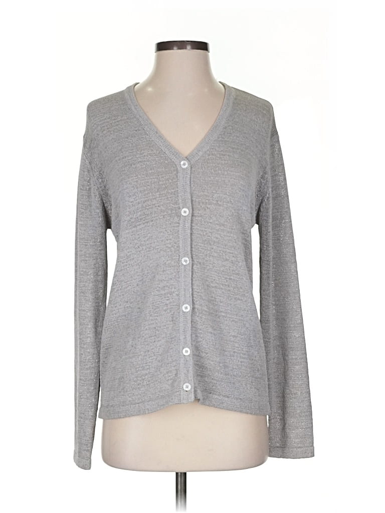 Pre-owned Silk Club Collection Cardigan Sweater In Gray