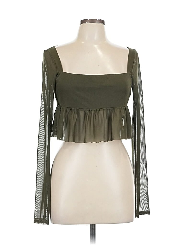 PRETTYLITTLETHING Pre-owned Long Sleeve Blouse In Green