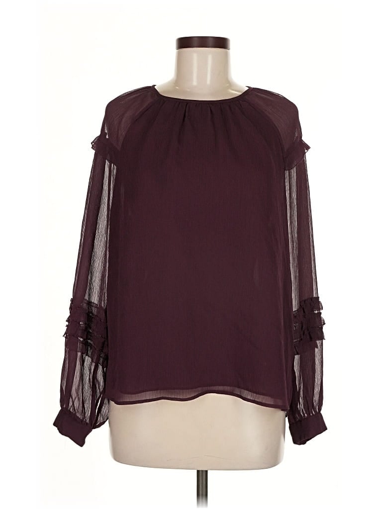 Pre-owned Ann Taylor Long Sleeve Blouse In Burgundy