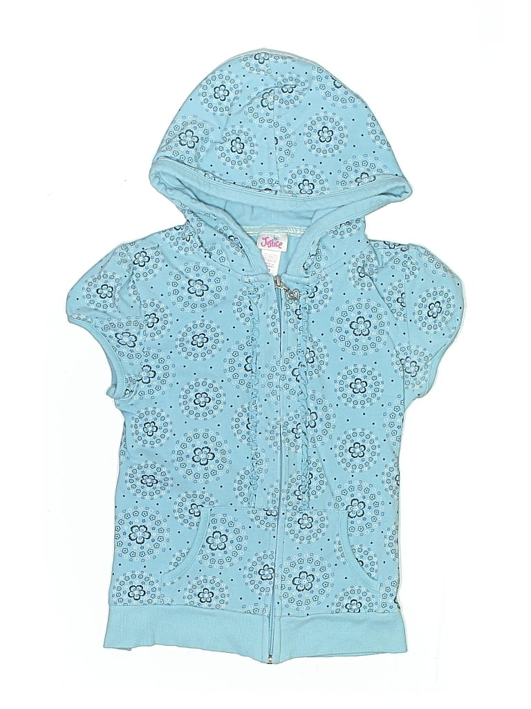 Pre-owned Justice Kids' Zip Up Hoodie In Blue