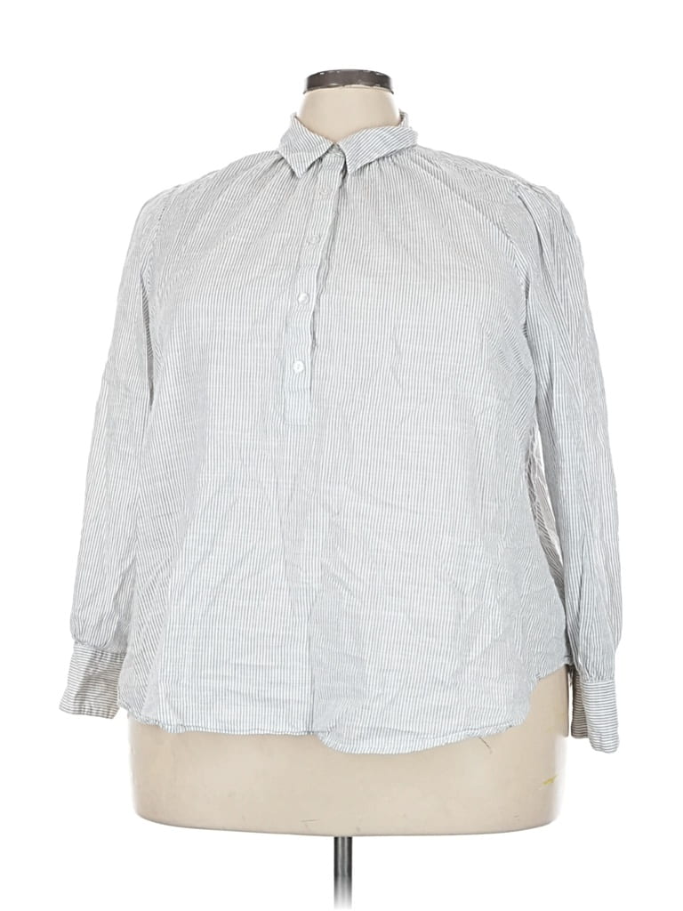 Pre-owned Lane Bryant Long Sleeve Button Down Shirt In Gray