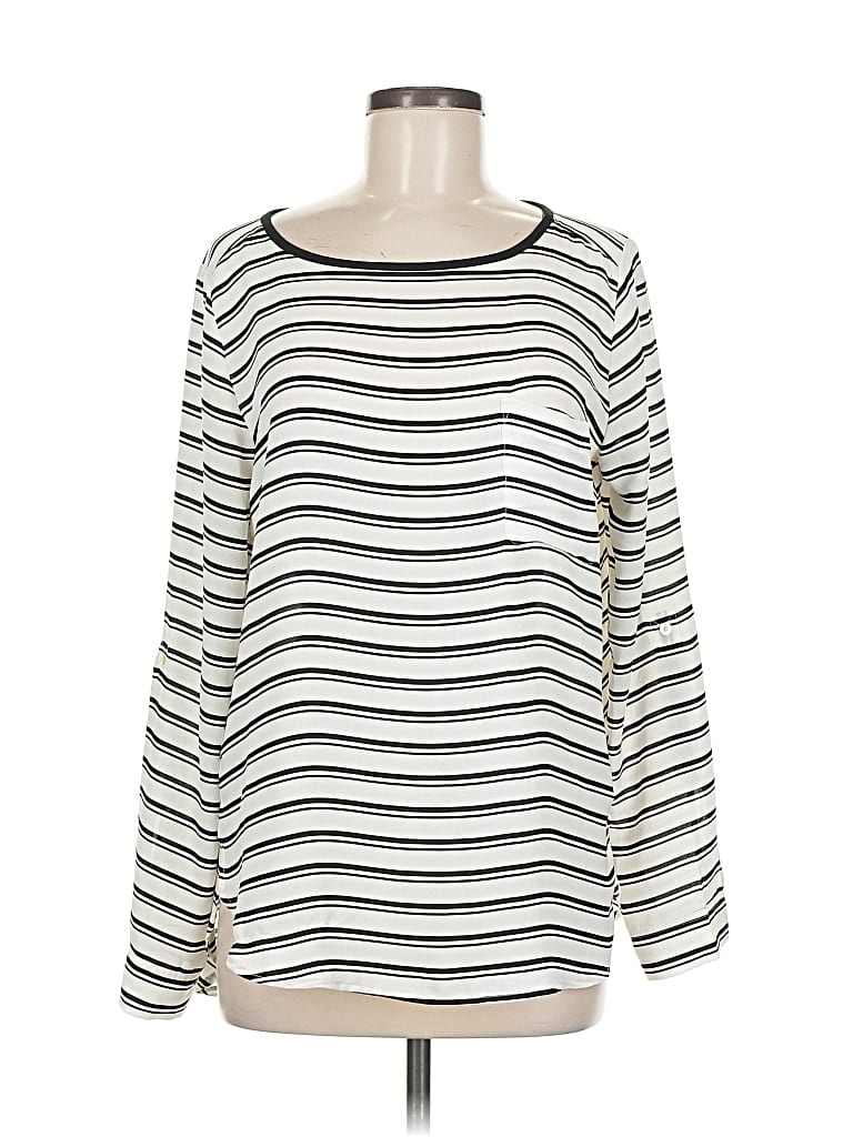 Pre-owned Ann Taylor Loft Long Sleeve T-shirt In White