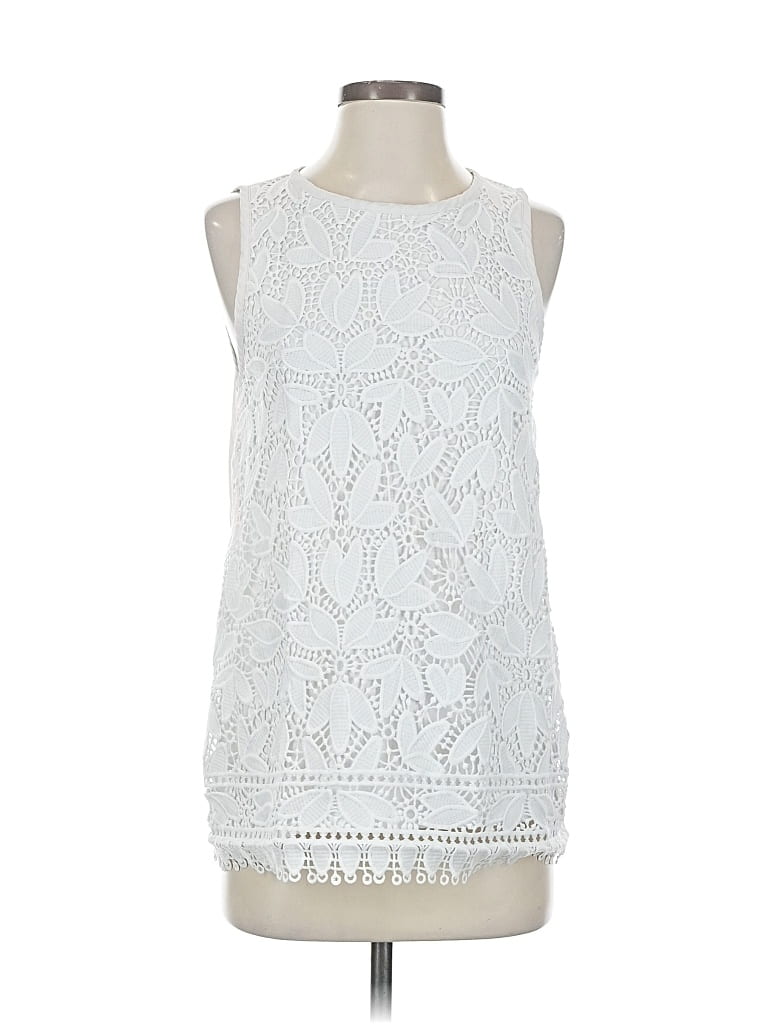 Pre-owned Ann Taylor Loft Sleeveless Blouse In White