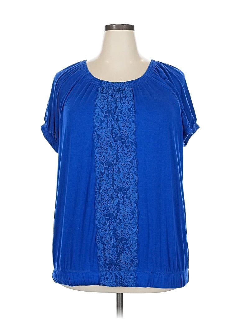 LANE BRYANT Pre-owned Short Sleeve Blouse In Blue