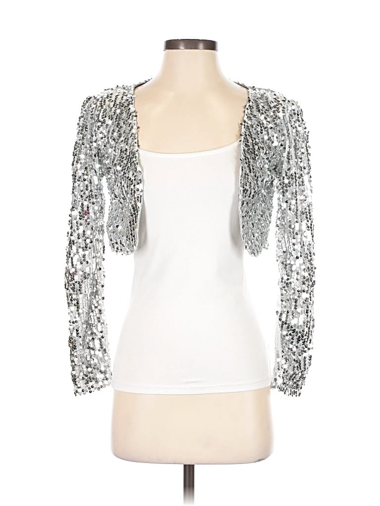 Pre-owned Unbranded Cardigan Sweater In Silver