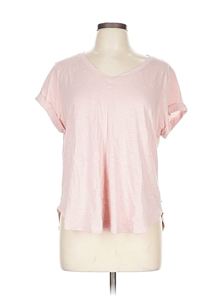 Pre-owned Eddie Bauer Short Sleeve Top Pink V Neck Tops