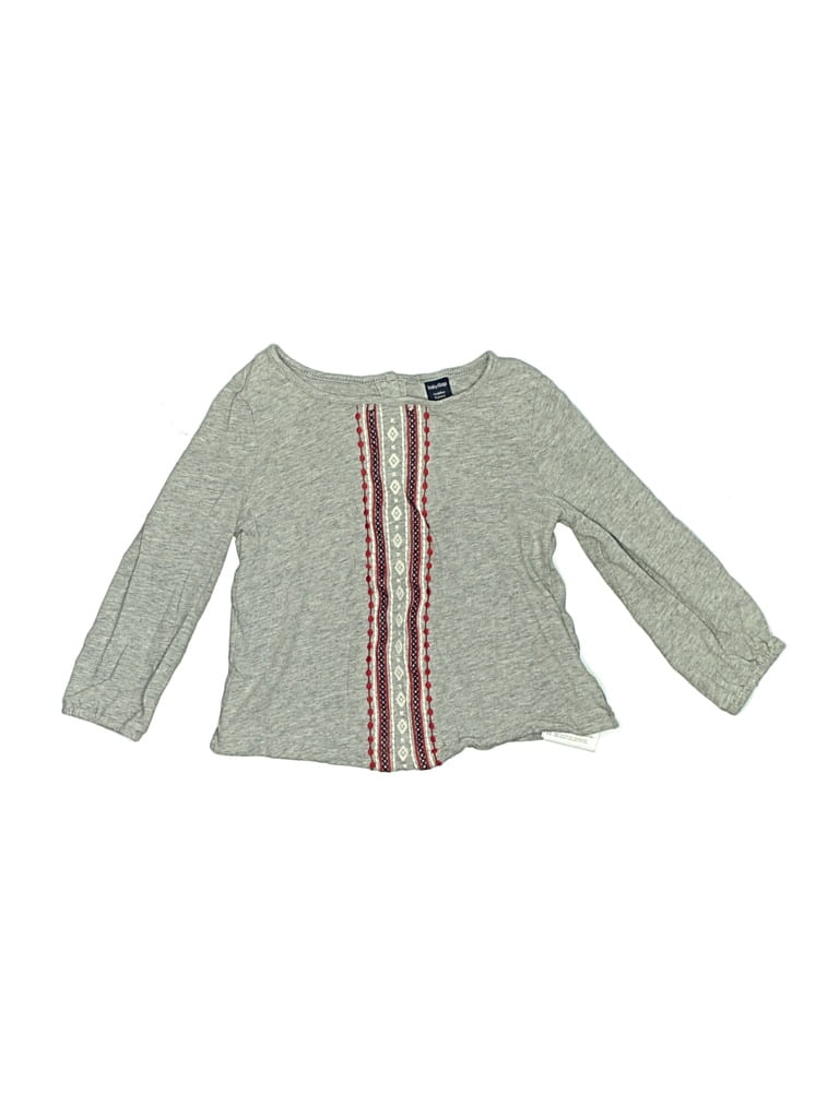 Pre-owned Baby Gap Kids' Long Sleeve Henley Shirt In Gray