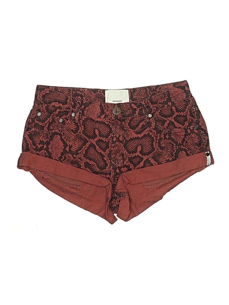 Pre-owned Oneteaspoon Denim Shorts In Burgundy