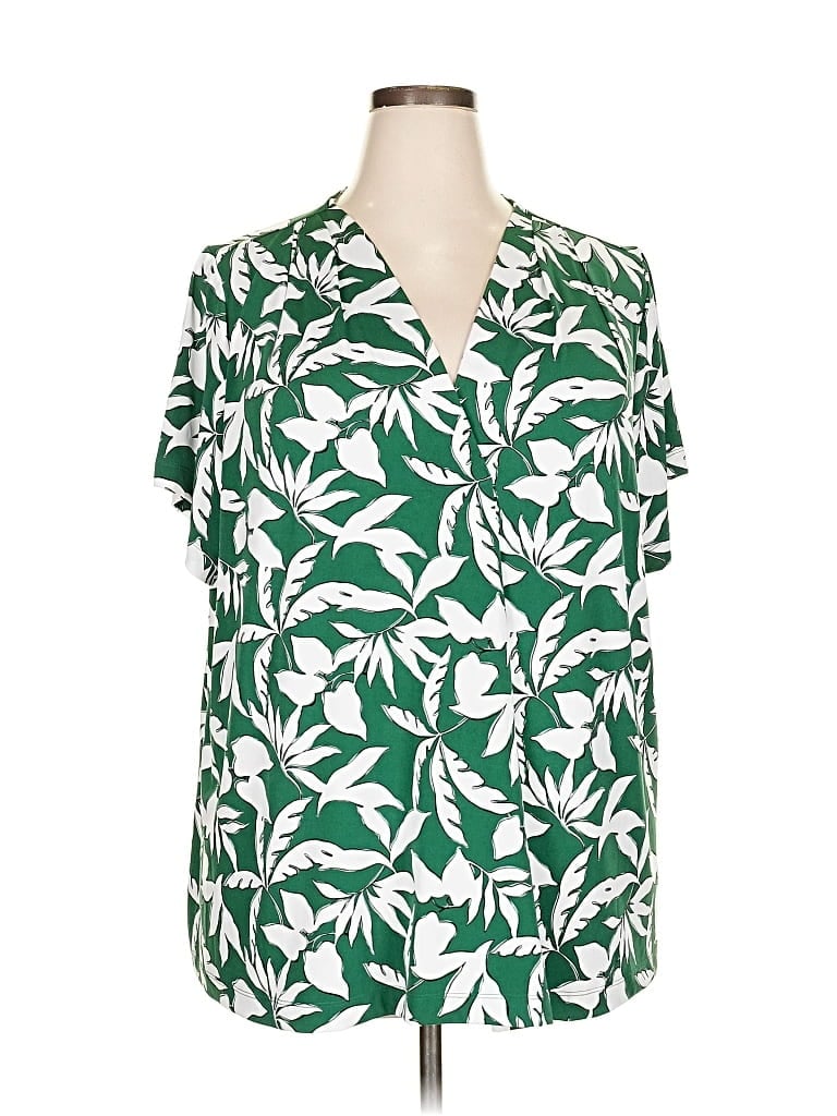 LANE BRYANT Pre-owned Short Sleeve Blouse In Green