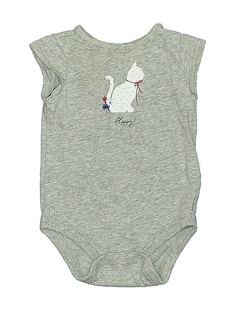 Pre-owned Baby Gap Babies' Short Sleeve Onesie In Gray