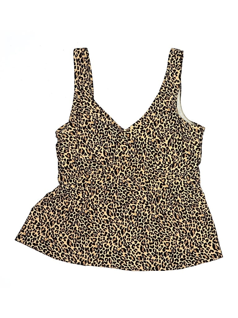 Pre-owned Maxine Of Hollywood Swimsuit Top Gold Animal Print Pattern Swimwear
