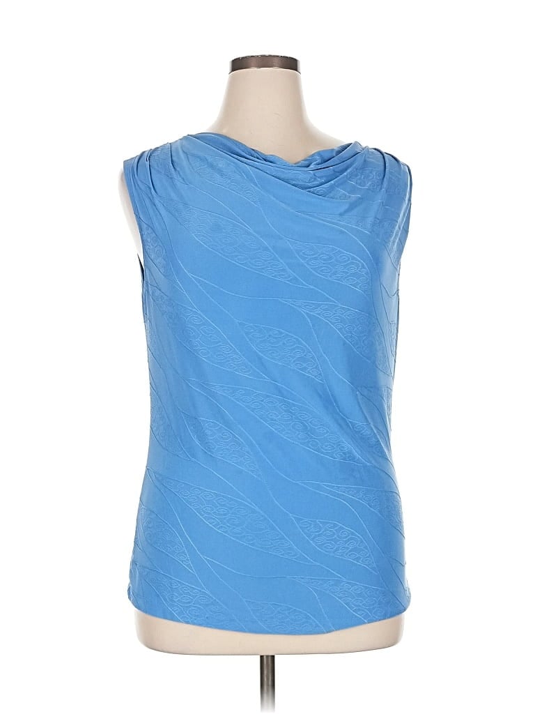 Pre-owned Roz & Ali Sleeveless Top Blue Cowl Neck Tops