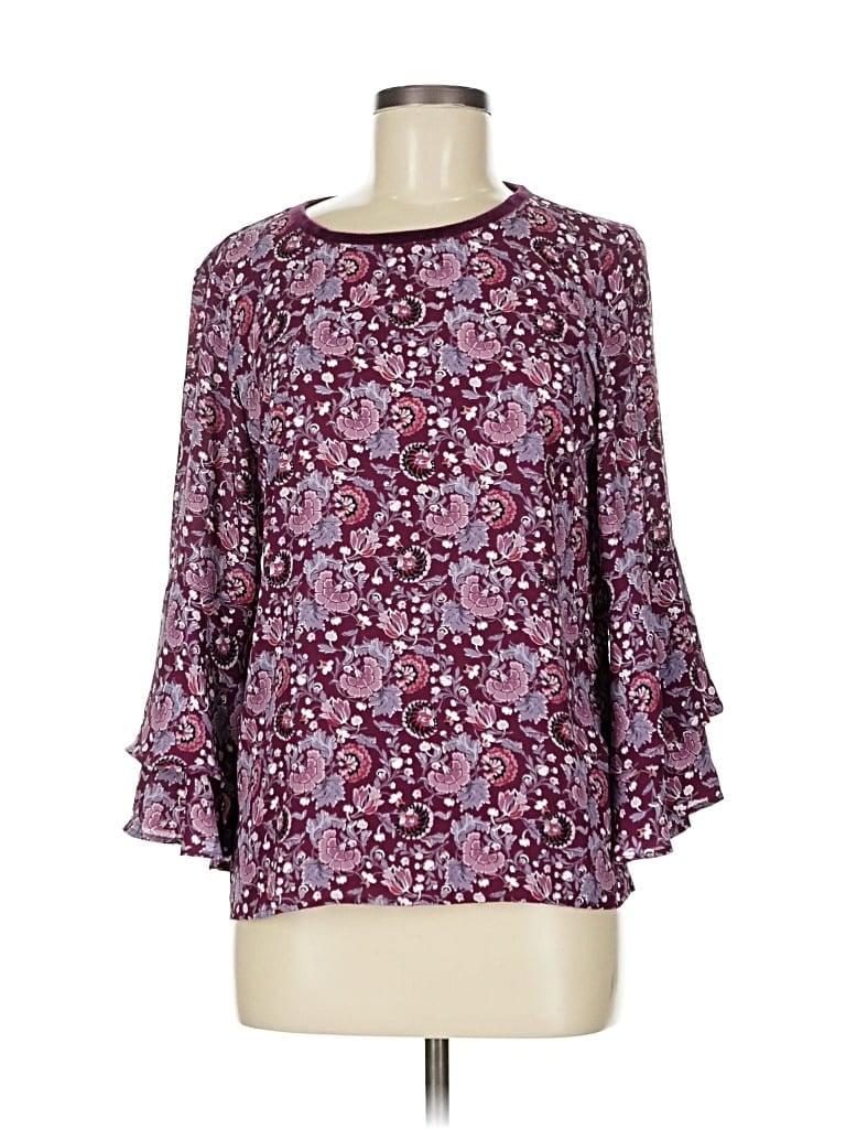 Pre-owned Ann Taylor Loft 3/4 Sleeve Blouse In Purple