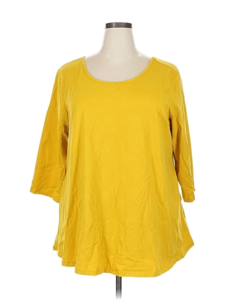 Pre-owned Attitudes By Renee 3/4 Sleeve T-shirt In Yellow
