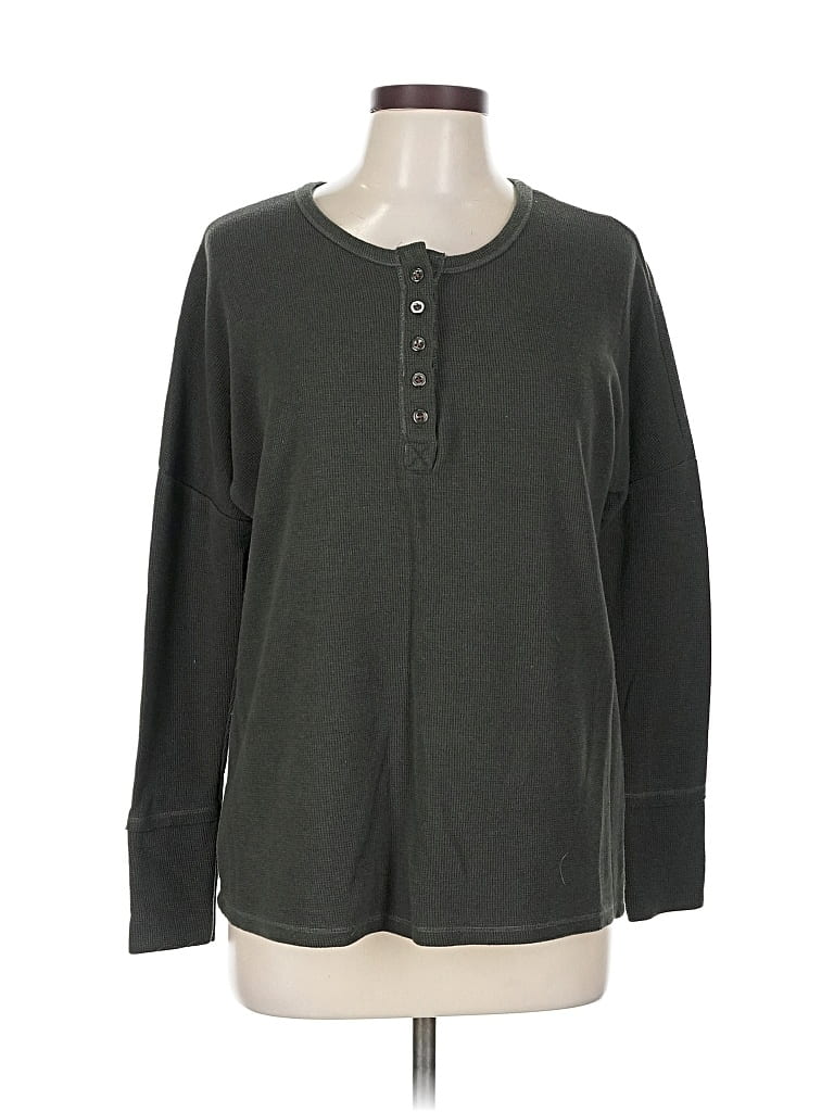 Pre-owned Assorted Brands Long Sleeve Henley Shirt In Gray