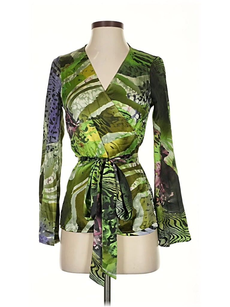 Pre-owned Boston Proper Long Sleeve Blouse In Green