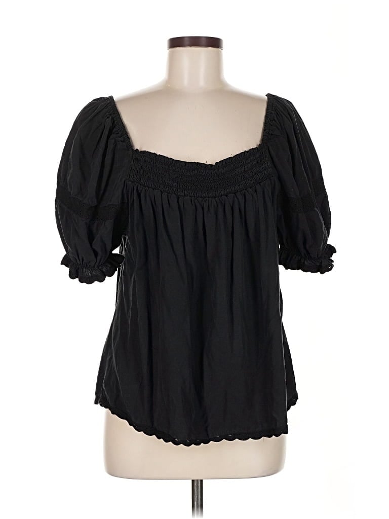 Pre-owned Red Haute Short Sleeve Blouse In Black
