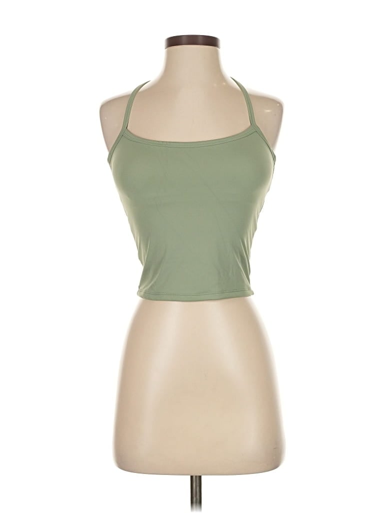 Pre-owned Unbranded Tank Top Green Halter Neckline Tops