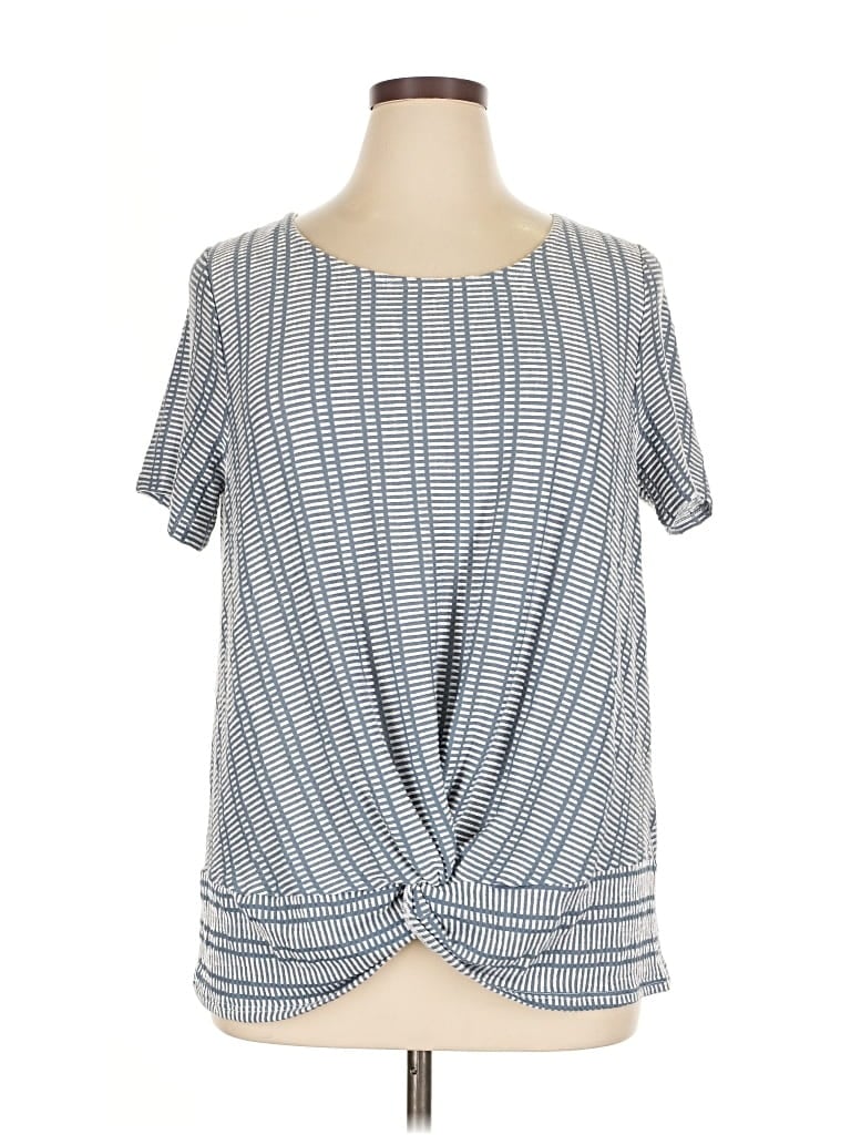 W5 Short Sleeve Top Blue Square Neckline Tops