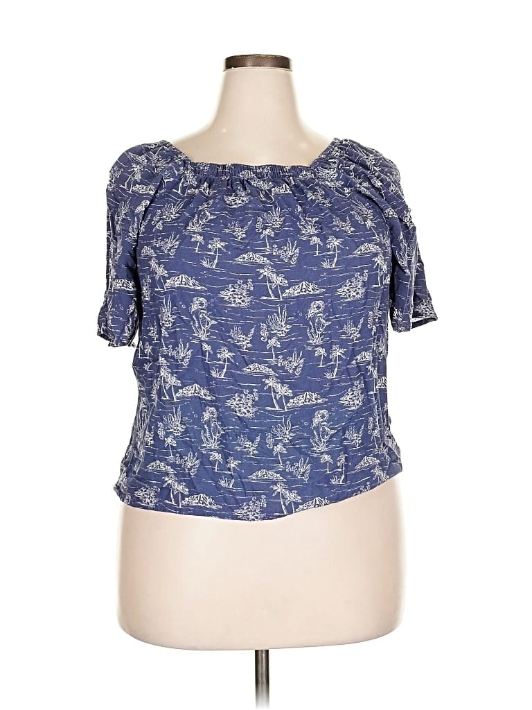 Pre-owned Arizona Jean Company Short Sleeve Blouse In Blue