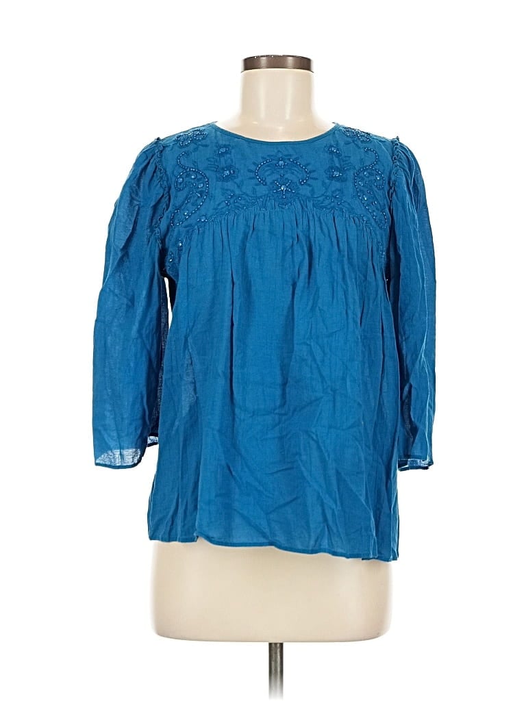 Pre-owned Ann Taylor Loft 3/4 Sleeve T-shirt In Blue