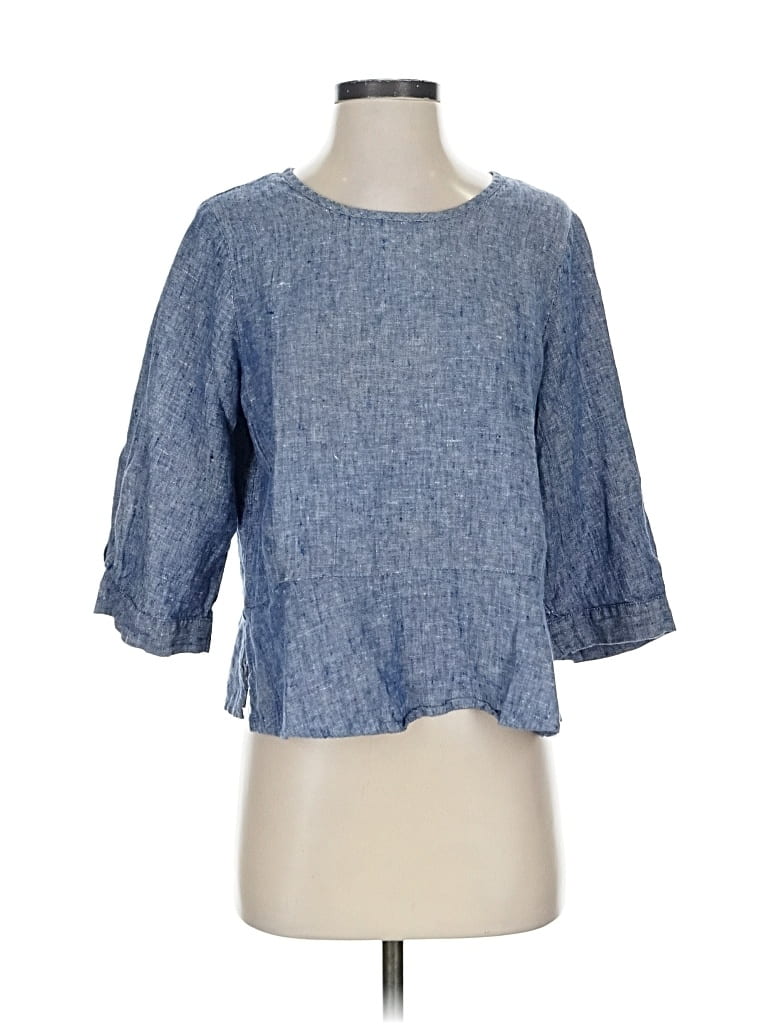 FLAX Pre-owned 3/4 Sleeve Top Purple Square Neckline Tops