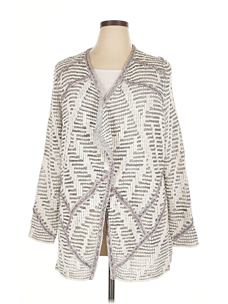 Pre-owned Nic + Zoe Cardigan Sweater In Silver