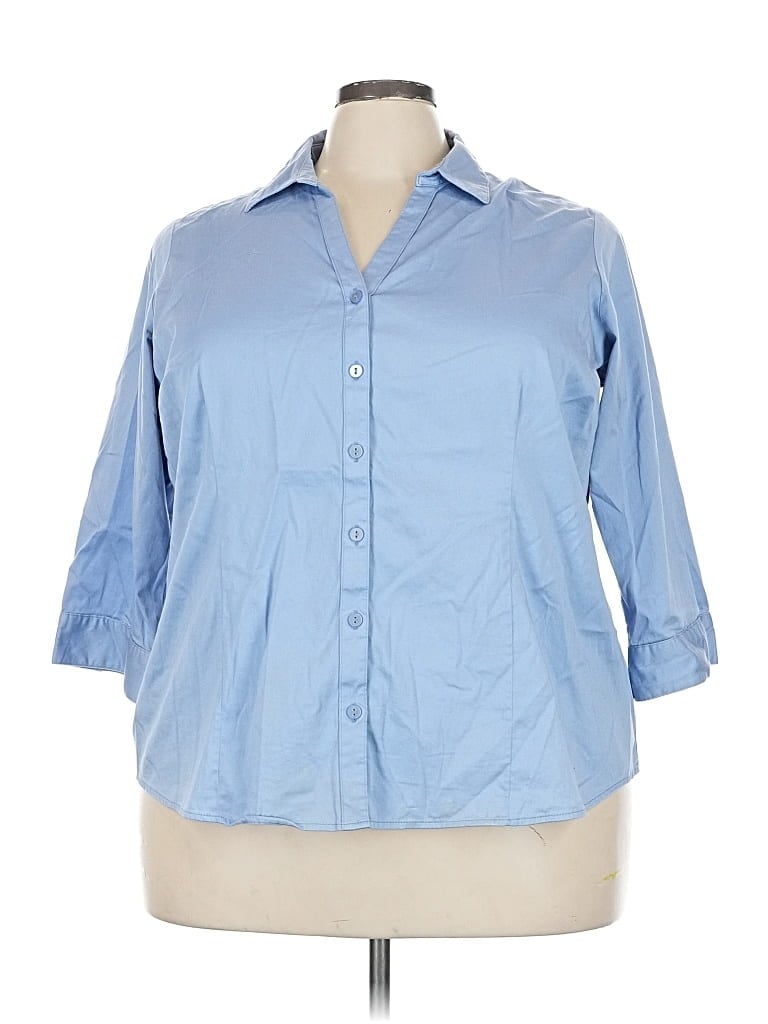 212 COLLECTION Pre-owned 3/4 Sleeve Button Down Shirt In Blue