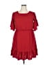 Maurices 100% Polyester Solid Red Casual Dress Size L - photo 1