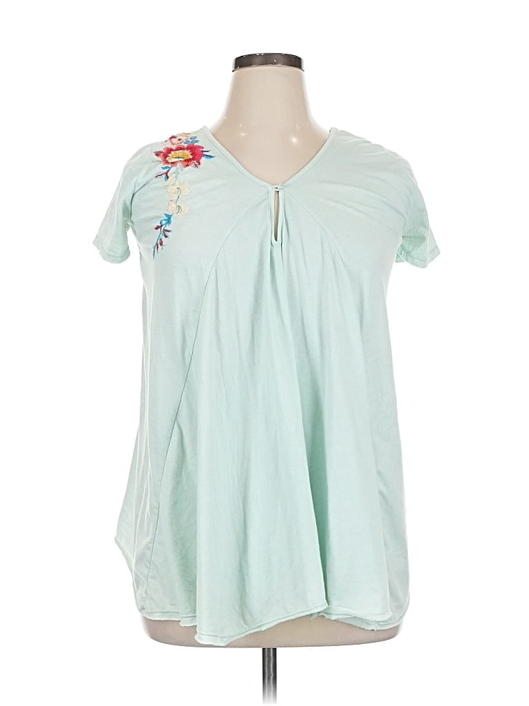 Pre-owned Unbranded Short Sleeve Blouse In Green