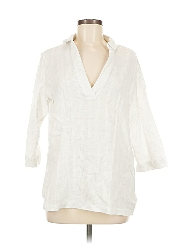 TAHARI Pre-owned 3/4 Sleeve T-shirt In White