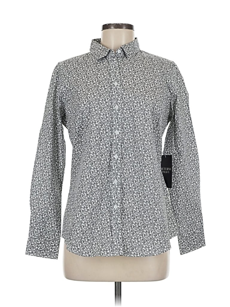 Pure Collection Long Sleeve Button Down Shirt In Gray