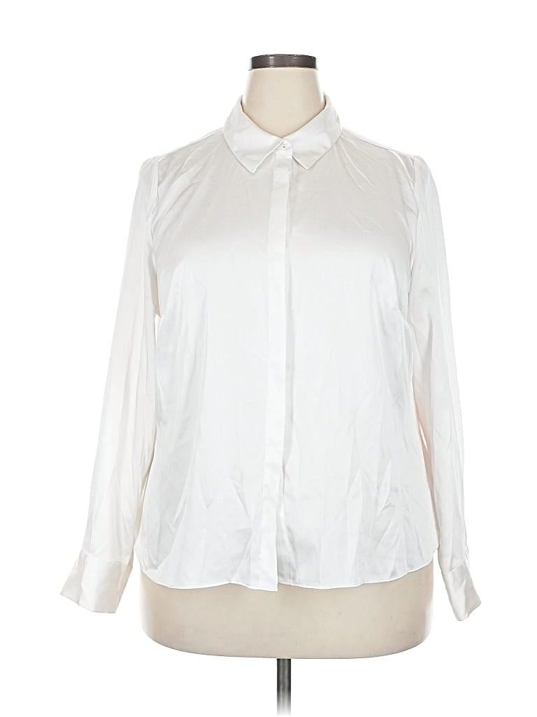 A NEW DAY Pre-owned Long Sleeve Blouse In White