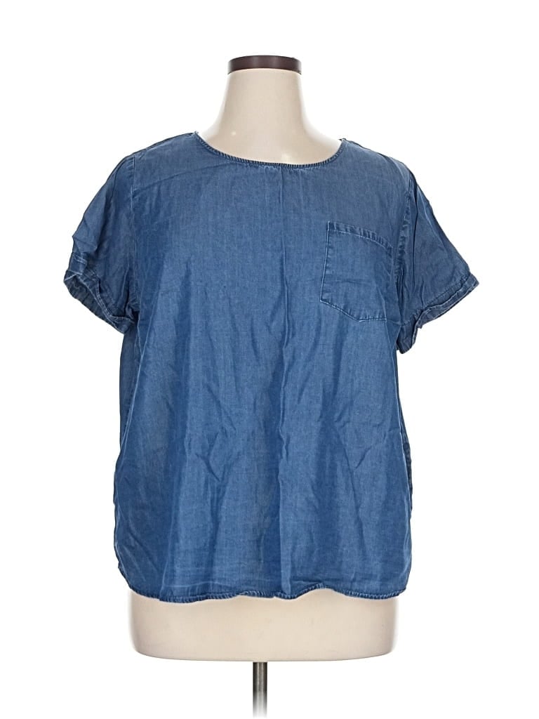 Pre-owned Lc Lauren Conrad Short Sleeve Blouse In Blue