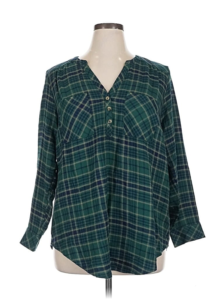 Pre-owned Torrid 3/4 Sleeve Blouse In Green