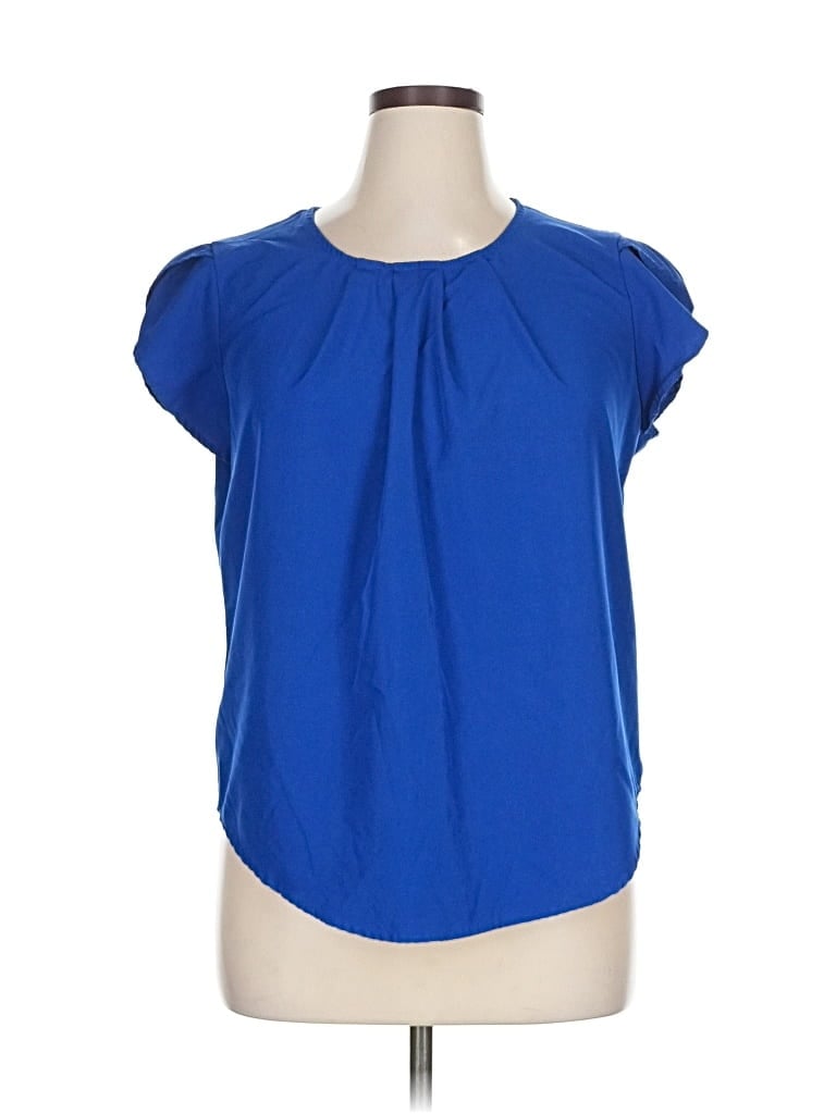Pre-owned Unbranded Short Sleeve Blouse In Blue