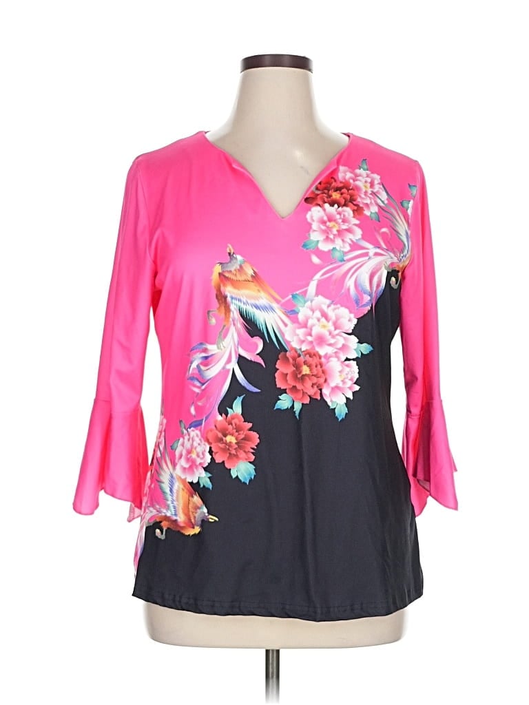 Pre-owned Unbranded 3/4 Sleeve Blouse In Pink