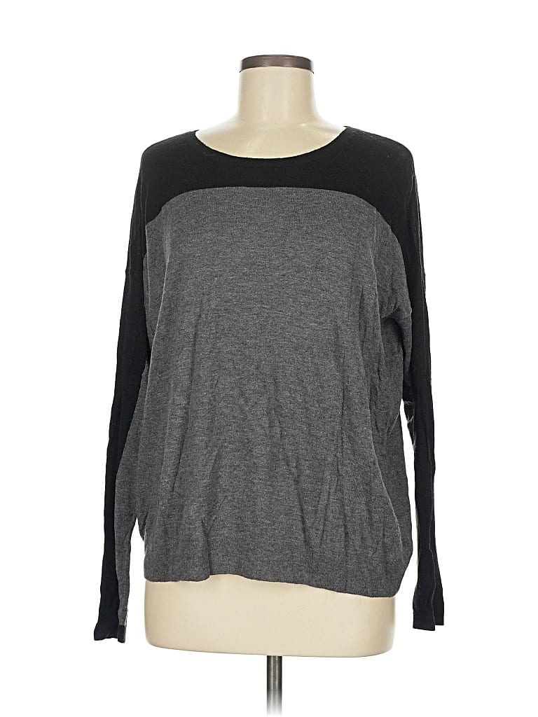 ANN TAYLOR Pre-owned Long Sleeve Top Gray Crew Neck Tops