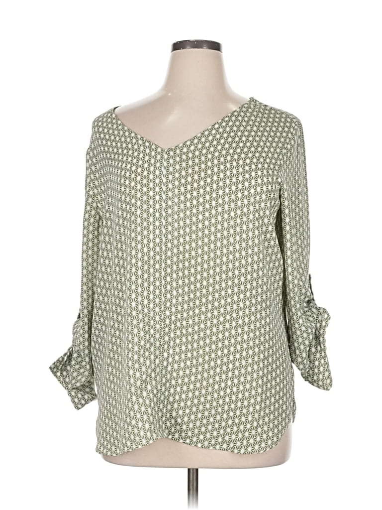 Pre-owned Ann Taylor Loft Outlet 3/4 Sleeve Blouse In Green
