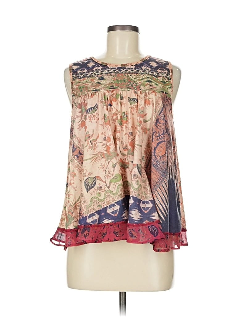 Pre-owned Liberty Garden Sleeveless Blouse In Brown