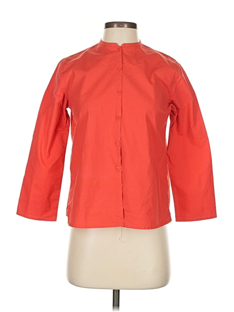 EILEEN FISHER Pre-owned 3/4 Sleeve Button Down Shirt In Orange
