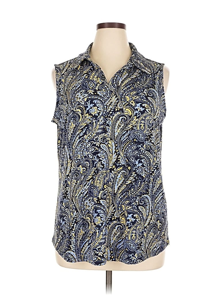 Pre-owned Jones New York Signature Sleeveless Blouse In Blue