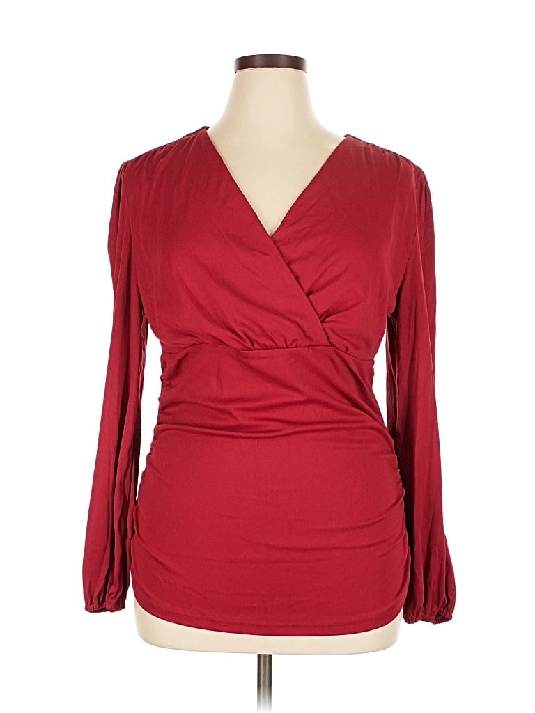 GRACE KARIN Pre-owned Long Sleeve Blouse In Burgundy