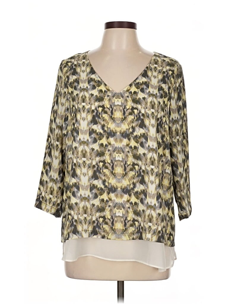 Pre-owned Rose + Olive 3/4 Sleeve Blouse In Gold