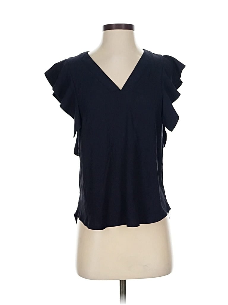 ANN TAYLOR Pre-owned Short Sleeve Top Black V Neck Tops