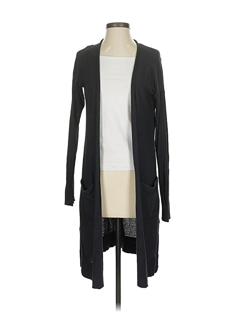 Pre-owned Athleta Silk Cardigan Sweater In Black