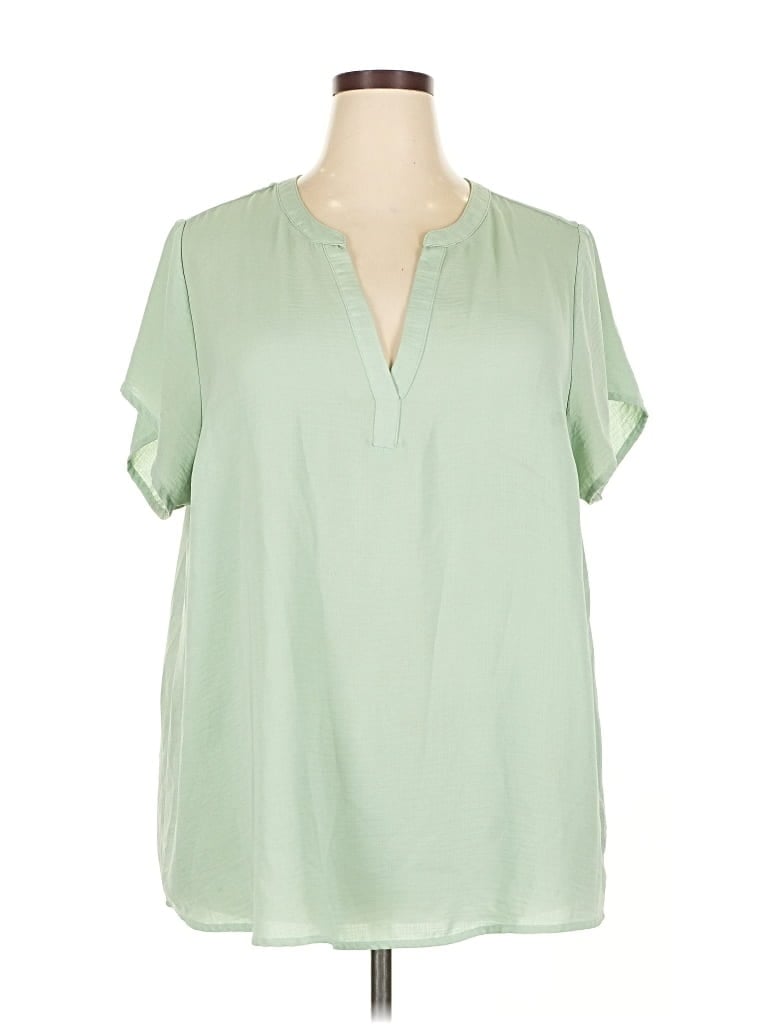 Pre-owned Torrid Short Sleeve Blouse In Green