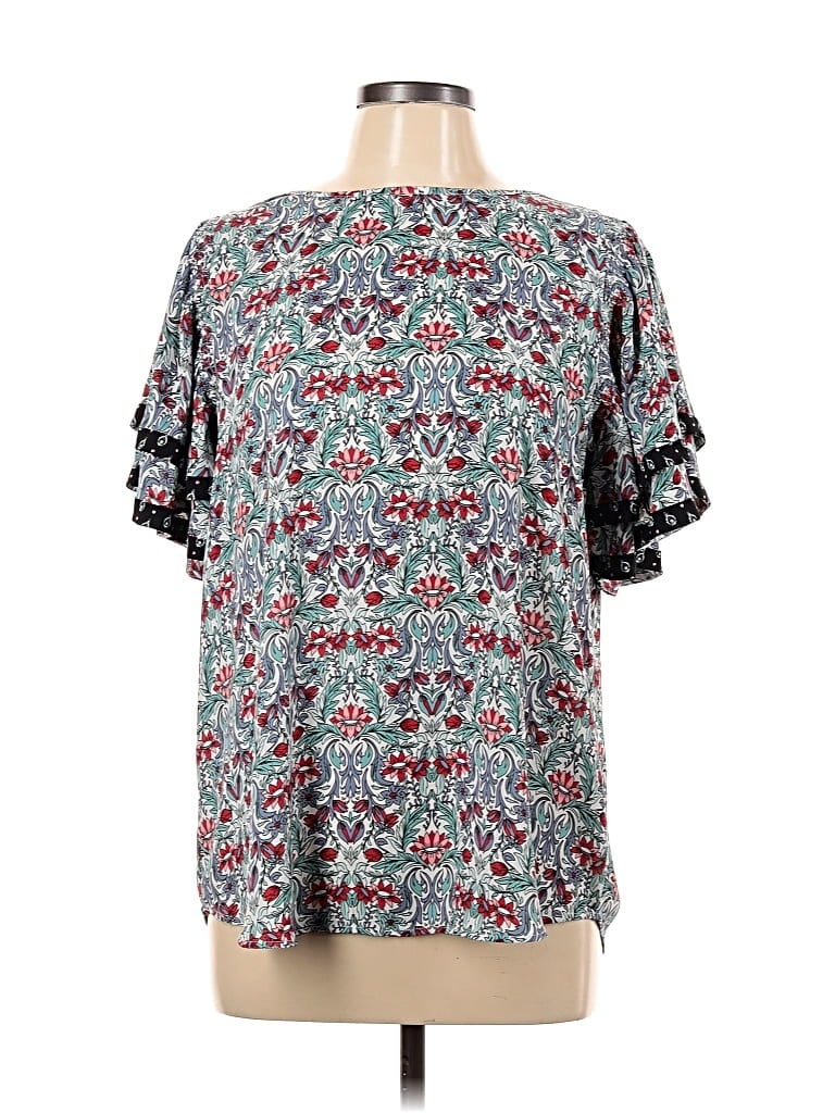 Pre-owned Ann Taylor Loft Short Sleeve Blouse In Blue